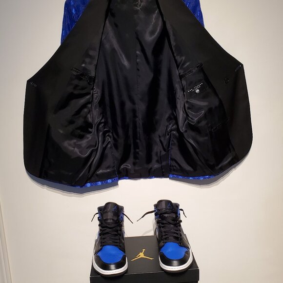 Custom RJ Hyper Royal Jacket W/ Matching Nike Jordan 1 Mid Sneakers 40 Reg MINT - Picture 10 of 16